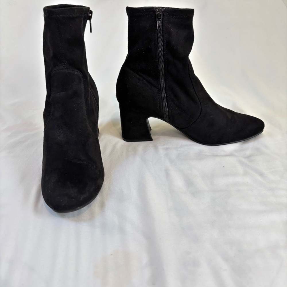 Black Suede‎ Ankle Boots 3 Inch Heel Goth Emo 90s Vibes